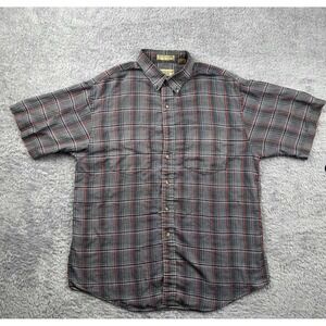 Arrow Tournament Wrinkle Free Plaid Short Sleeve Button Up Shirt Men Size M